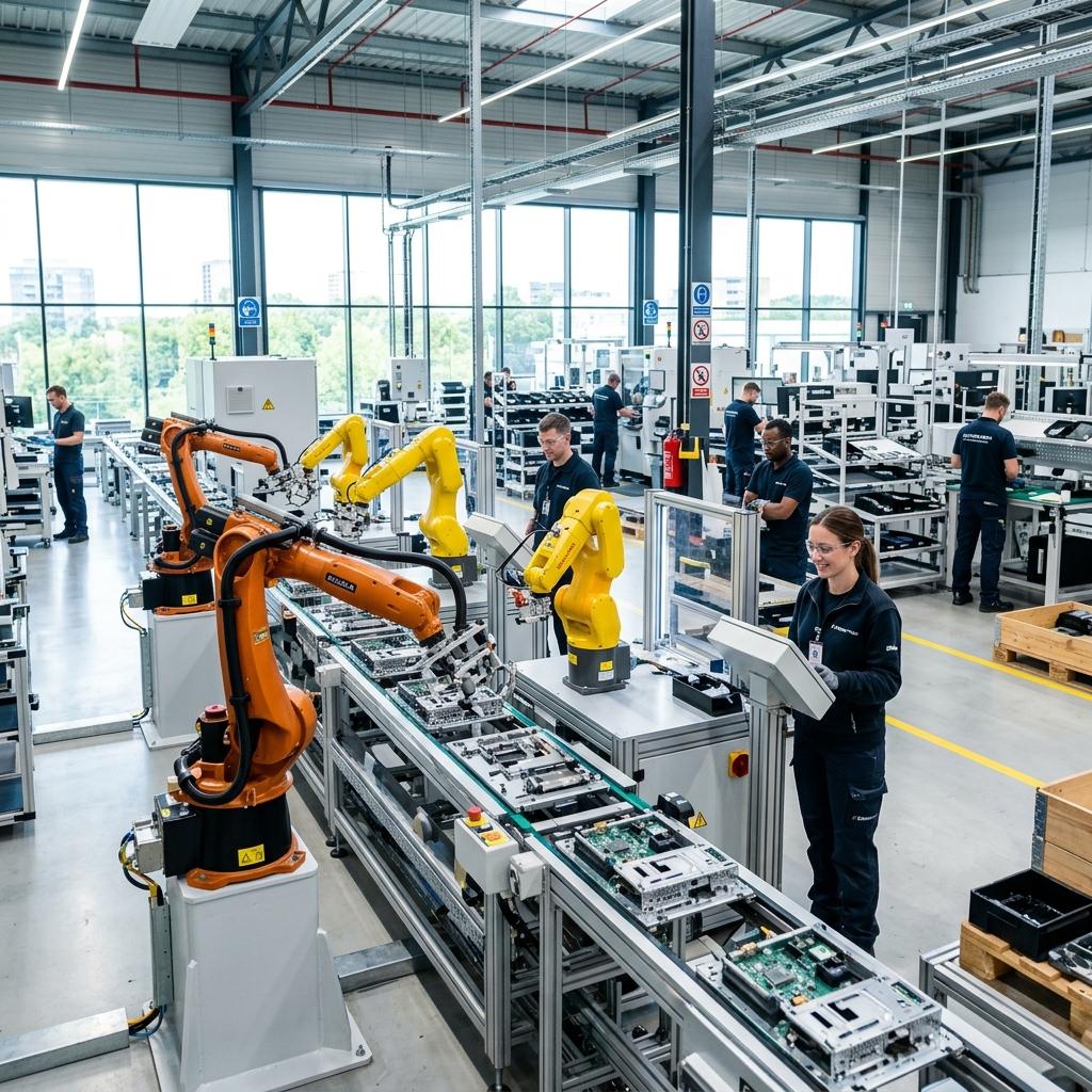 Production line inside a manufacturing plant